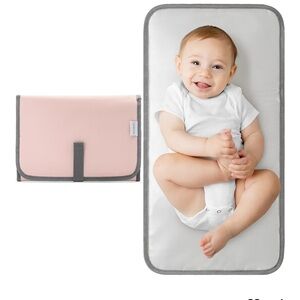 Portable Pink and Gray Baby Changing Mat